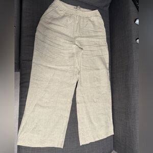 Loft Woman Linen Neutral/Tan Wide Leg Pants
